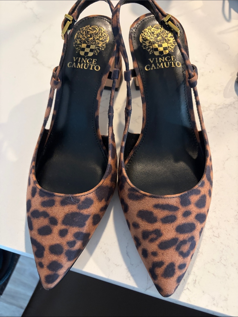 Vince Camuto Leopard Print Pointed Slingback Pumps - Brown/Black